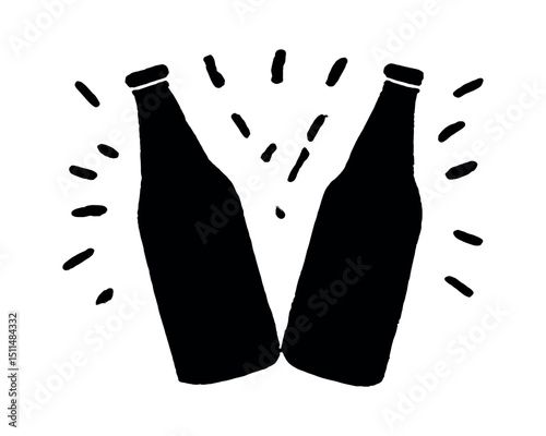 Beer bottles clinking silhouette