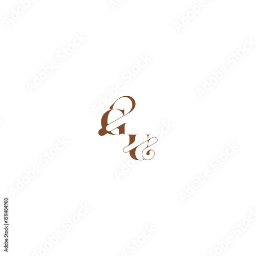 elegant curve monogram bold and hairline initial letter wedding logo concept GU