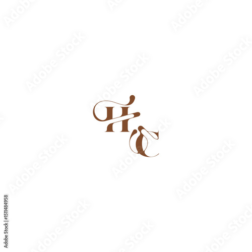 elegant curve monogram bold and hairline initial letter wedding logo concept HC