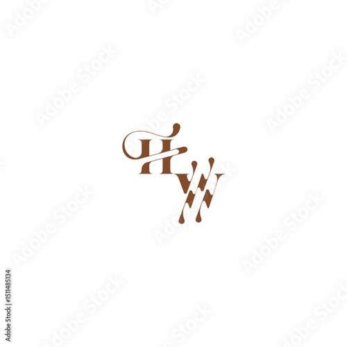 elegant curve monogram bold and hairline initial letter wedding logo concept HW