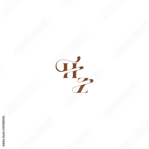 elegant curve monogram bold and hairline initial letter wedding logo concept HZ