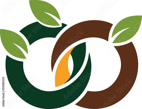Interlocking Circles with Leaves Logo