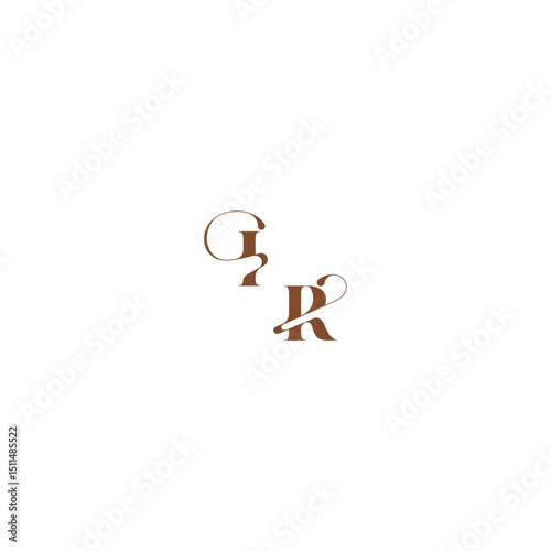 elegant curve monogram bold and hairline initial letter wedding logo concept IR