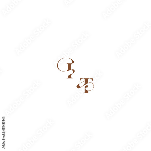 elegant curve monogram bold and hairline initial letter wedding logo concept IT