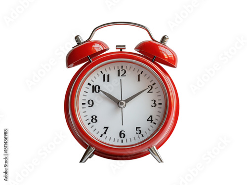 A red alarm clock with the time of 10:30