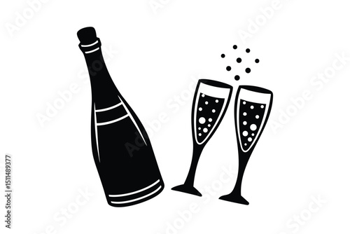 Champagne Toast for Celebration with White Background