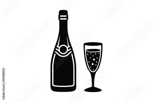 Champagne Toast for Celebration with White Background