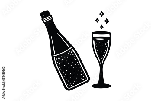 Champagne Toast for Celebration with White Background