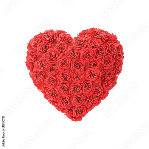 heart made of red rose flowers vibrant png