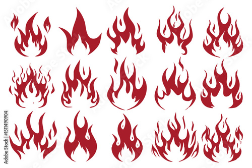 
Set of red and Black fire flame Fire Icons 