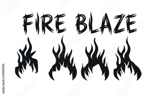 
Set of red and Black fire flame Fire Icons 