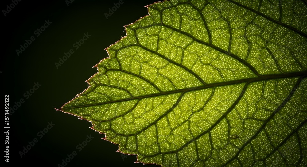 Fototapeta premium Intricate Leaf Veins A Close-Up Macro Photograph of Nature's Delicate Design, Showcasing the Beauty of Plant Biology and Botanical Details