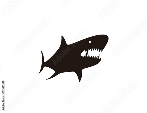 Shark icon, vector design, fish illustration. shark vector silhouette. Shark logo, sea fish, black and white shark set. Vector illustration.