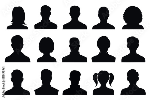 Professional Male Female Silhouettes – Business Avatar Icons