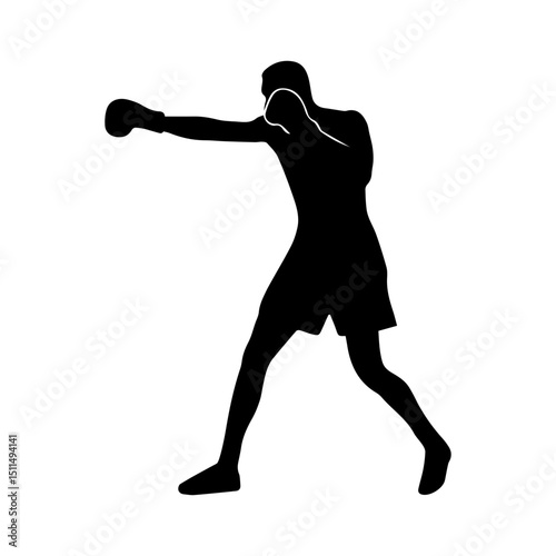 Silhouette of a boxer punching