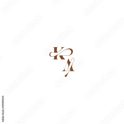 elegant curve monogram bold and hairline initial letter wedding logo concept KA