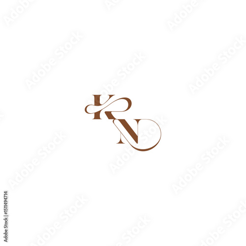 elegant curve monogram bold and hairline initial letter wedding logo concept KN
