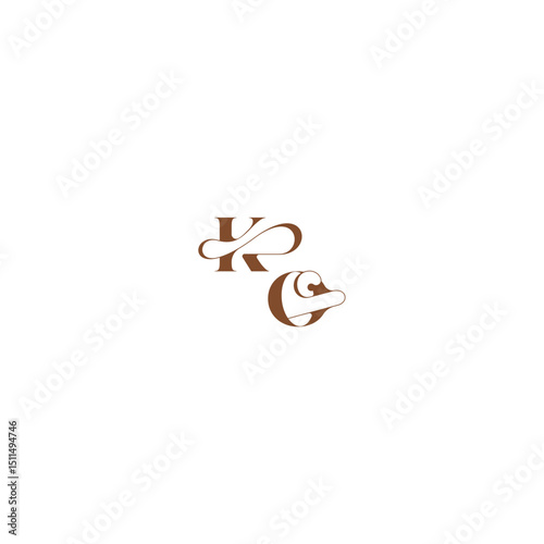 elegant curve monogram bold and hairline initial letter wedding logo concept KO