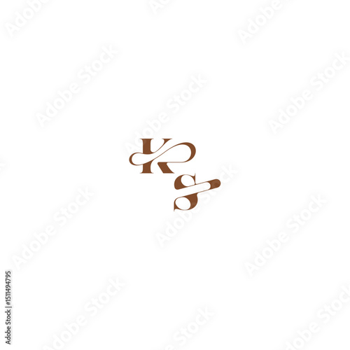 elegant curve monogram bold and hairline initial letter wedding logo concept KS