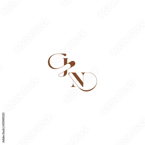 elegant curve monogram bold and hairline initial letter wedding logo concept JN