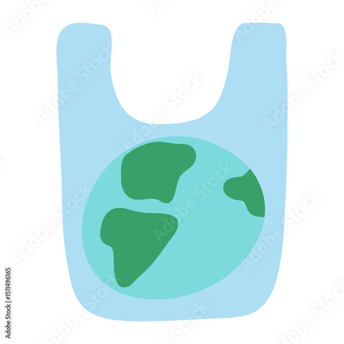 Globe in a plastic bag. Graphic design. Isolated vector icon on white background.