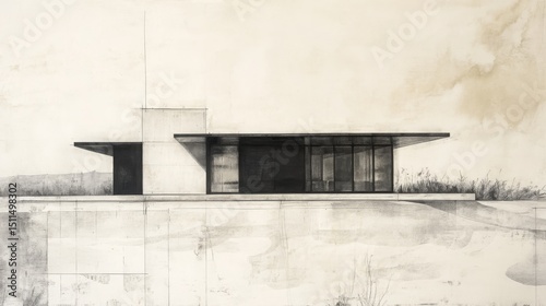 Real Estate & Architecture background, Warm off-white, single thin charcoal horizon line at lower third, evoking floor plan simplicity, 16:9