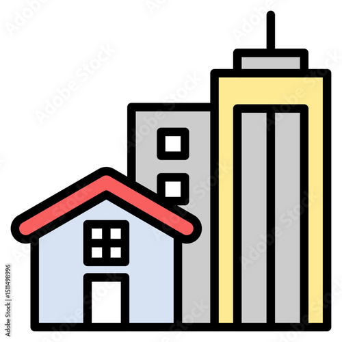 Urban Housing outline color icon
