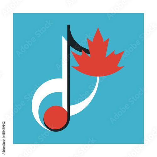 Creative music note design incorporating a maple leaf for canadian musical themes.