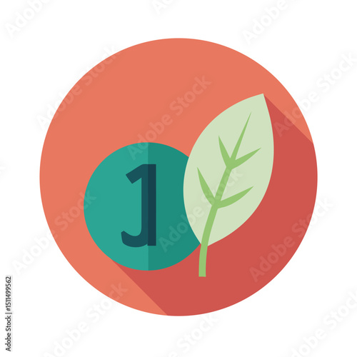 Number one with a leaf representing nature and green eco friendly healthy lifestyle