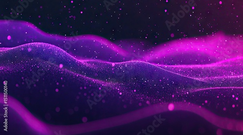 Abstract swirling, vibrant purple & dark, digital waves