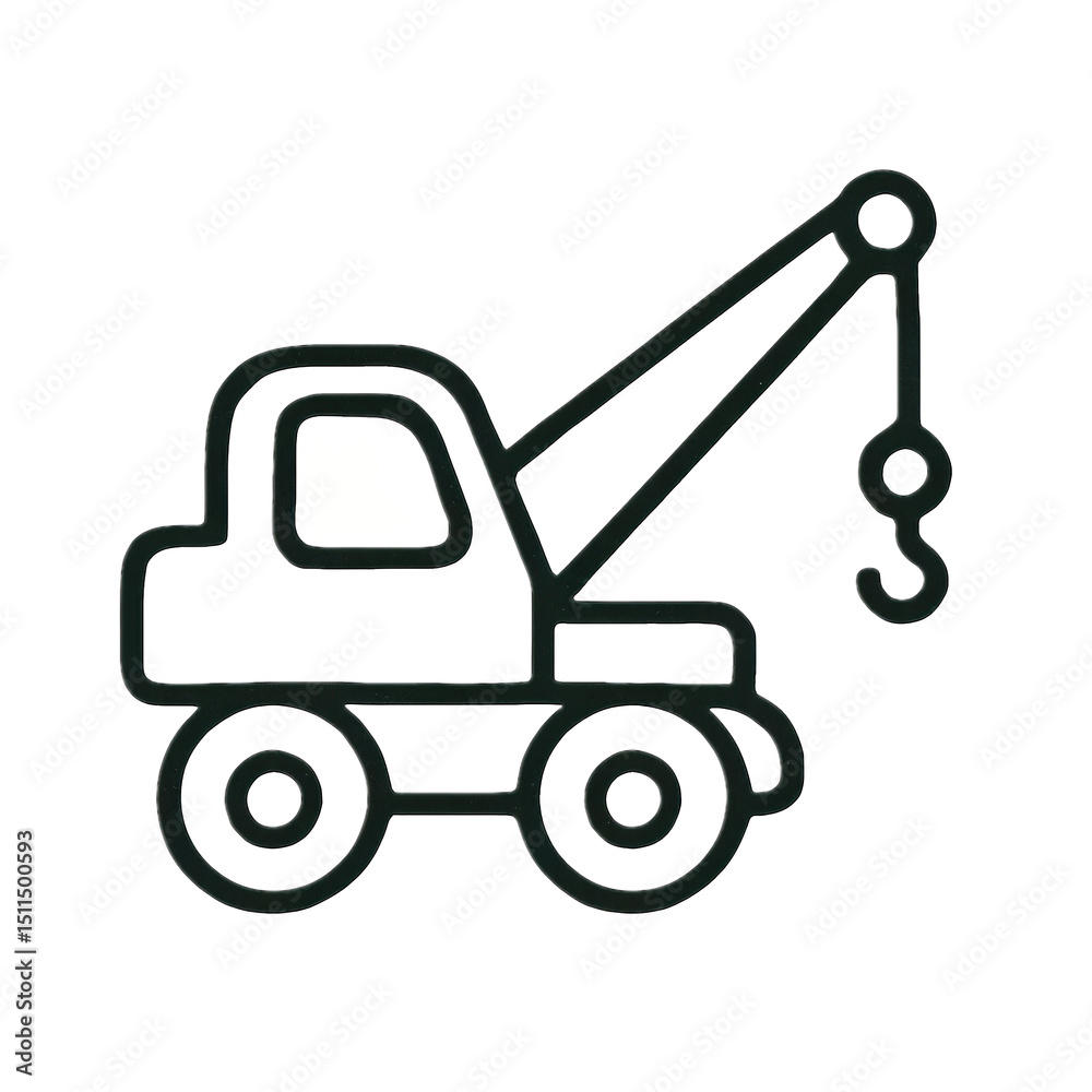 Naklejka premium Toy Crane Illustration: A simple yet charming illustration of a toy crane, designed with clean lines and a friendly aesthetic, perfect for conveying construction concepts in a playful way.