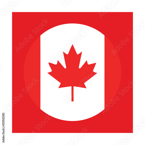 Canadian flag emblem featuring maple leaf symbol on red and white background