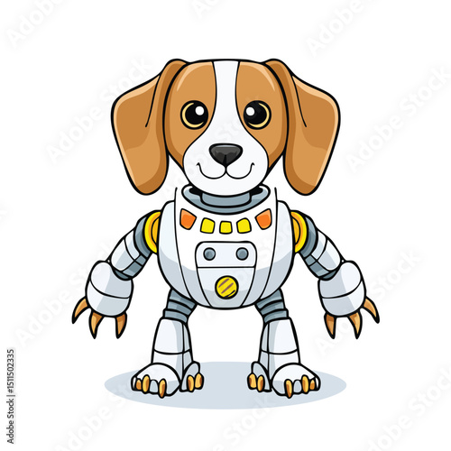 Beagle Robot vector illustration in hand-drawn sketch style with minimalist detail