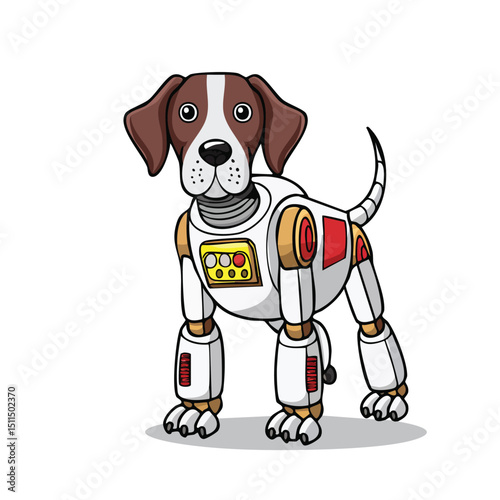 German Shorthaired Pointer Robot vector illustration in hand-drawn sketch style with minimalist detail