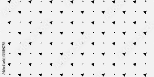 Square seamless background pattern from black triangle symbols are different sizes and opacity. The pattern is evenly filled.