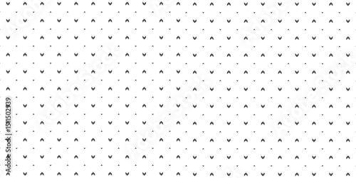 Seamless background pattern of evenly spaced white double arrow symbols of different sizes and opacity. Vector illustration on dark blue background with stars