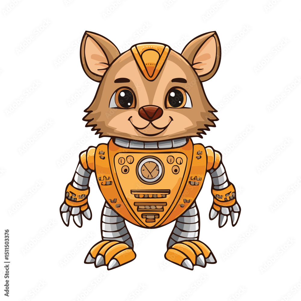 Hyrax Robot vector illustration in hand-drawn sketch style with minimalist detail