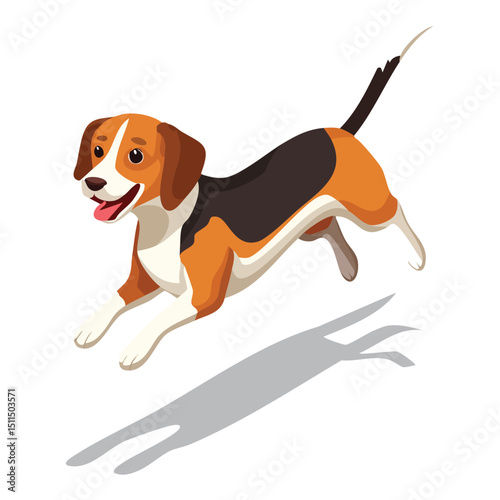 Beagle jump isometric vector illustration with clean geometry and modern design