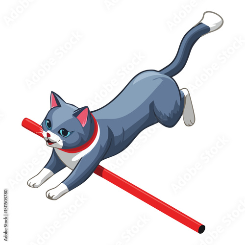 British Shorthair jump isometric vector illustration with clean geometry and modern design