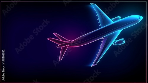 Neon Airplane in Flight