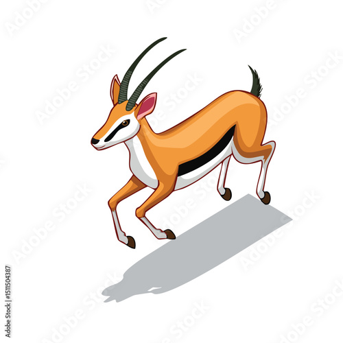 Springbok jump isometric vector illustration with clean geometry and modern design