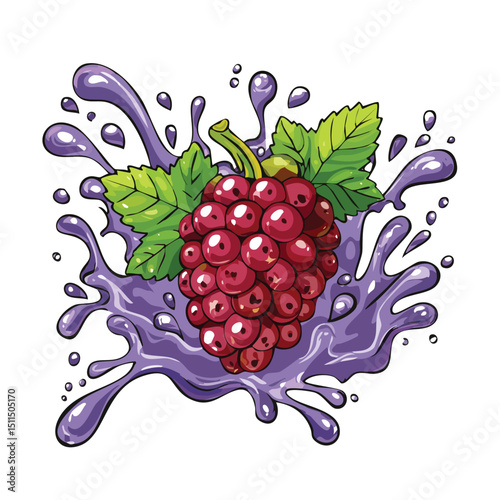 Currant splash Colorful Vector in Adorable Comic Style with Expressive Lines.
