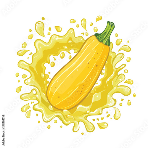 Zucchini splash Colorful Vector in Adorable Comic Style with Expressive Lines.