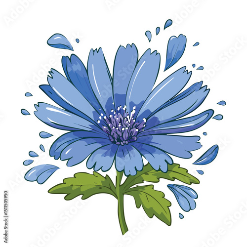 Chicory splash Colorful Vector in Adorable Comic Style with Expressive Lines.