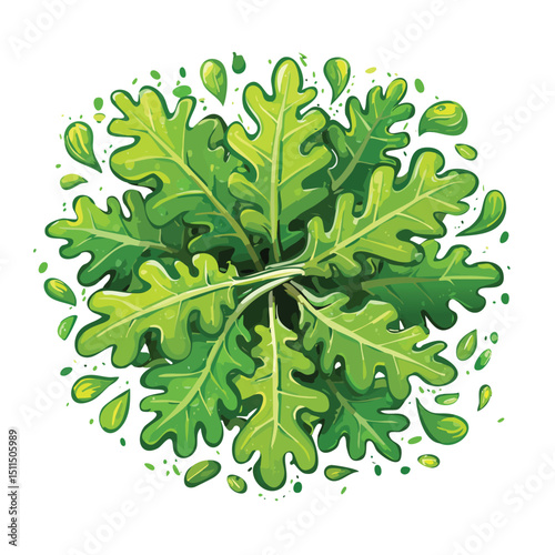 Dandelion Greens splash Colorful Vector in Adorable Comic Style with Expressive Lines.