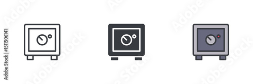 Safe box different style icon set