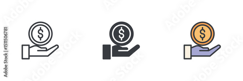 Financial benefits different style icon set