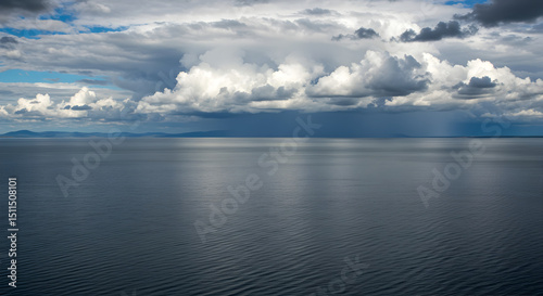 Wallpaper Mural Dramatic Overcast Sky Above the Sea with Approaching Rain Showers Torontodigital.ca