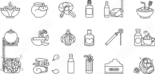 A versatile vector set of hand-drawn travel icons, including hotel, car, taxi, and camera symbols