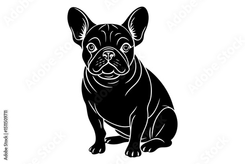 French bulldog sitting silhouette vector illustration
